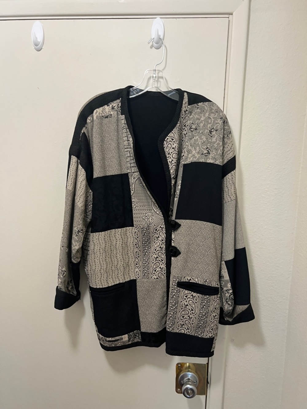 Source Unknown Black and Tan Patchwork Button-Front Jacket